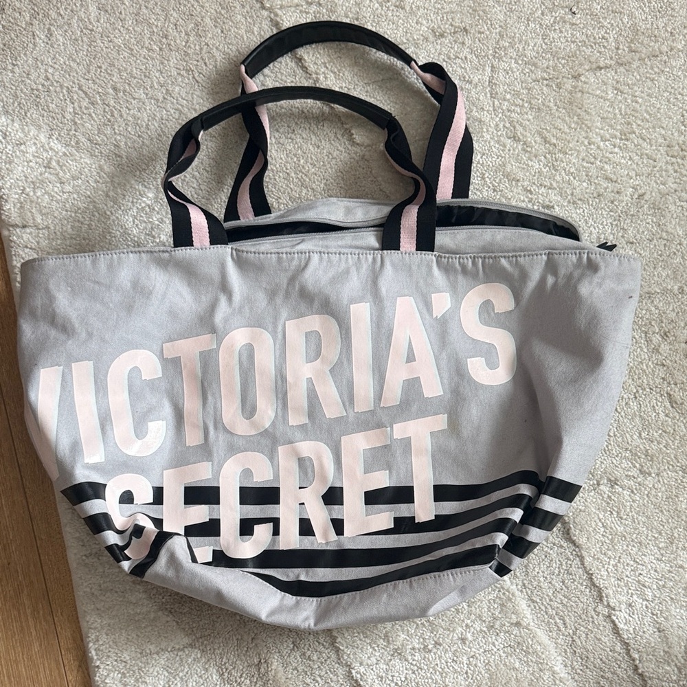Victoria's Secret Gray and Pink Tote Bag